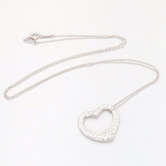SOLD-Tiffany & Co. Platinum Diamond Heart Necklace - Picture 2 of 8
